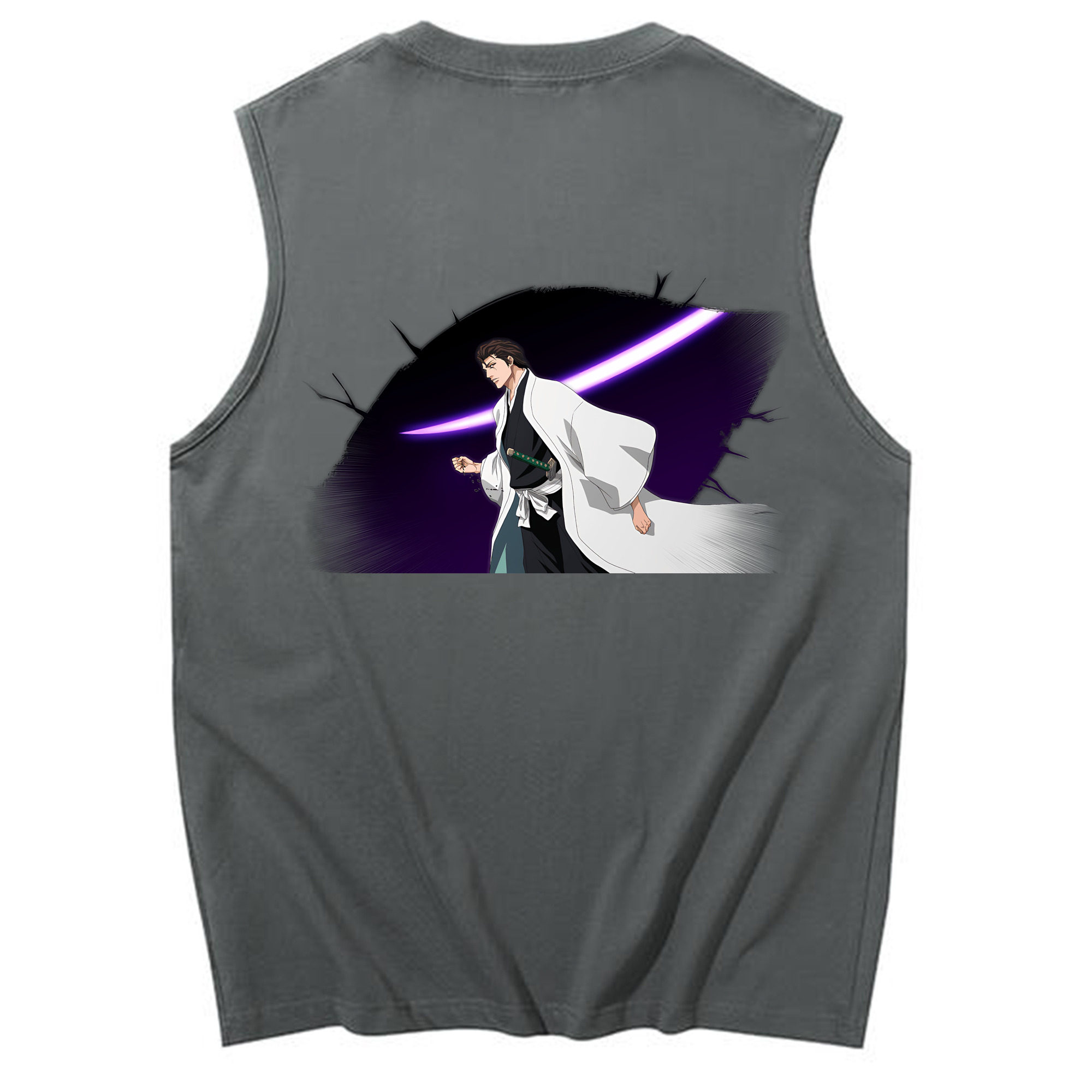 （画像用） ブリーチ 藍染 惣右介（あいぜん そうすけ） BLEACH Aizen Sousuke コットン100％タンクトップ（背面プリント）